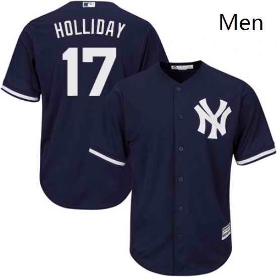 Mens Majestic New York Yankees 17 Matt Holliday Replica Navy Blue Alternate MLB Jersey